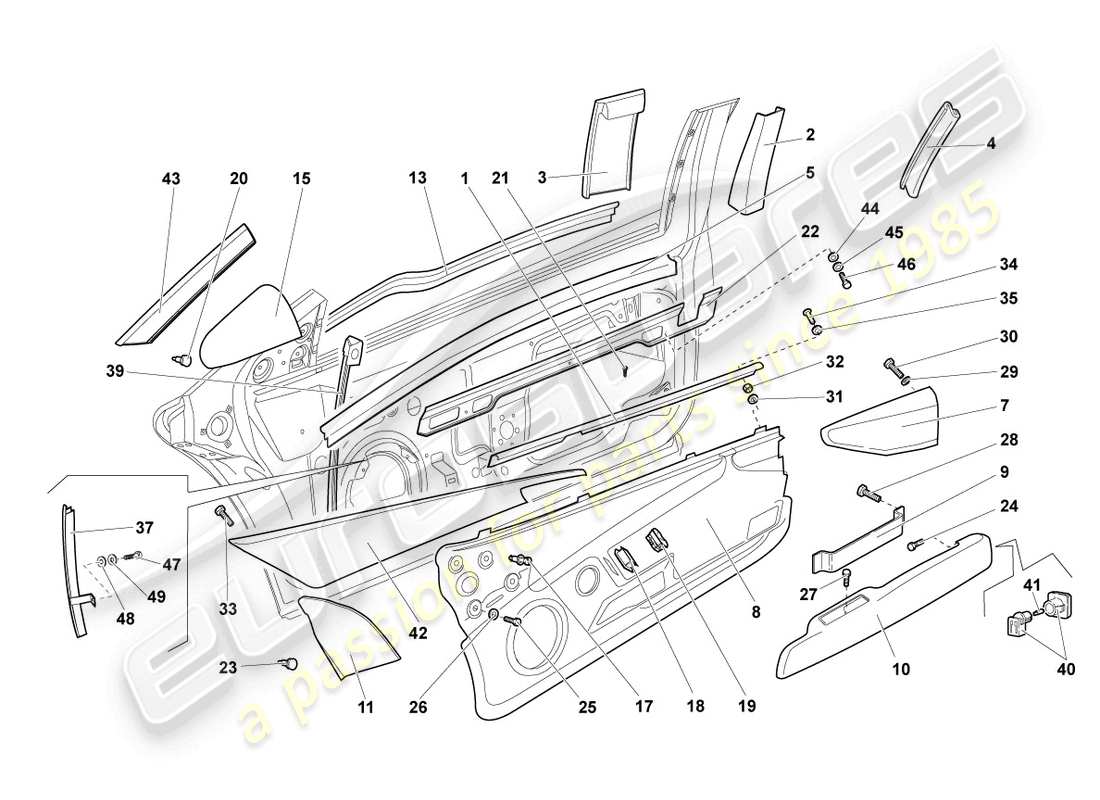 Lamborghini Reventon Roadster WINDOW GUIDE Part Diagram