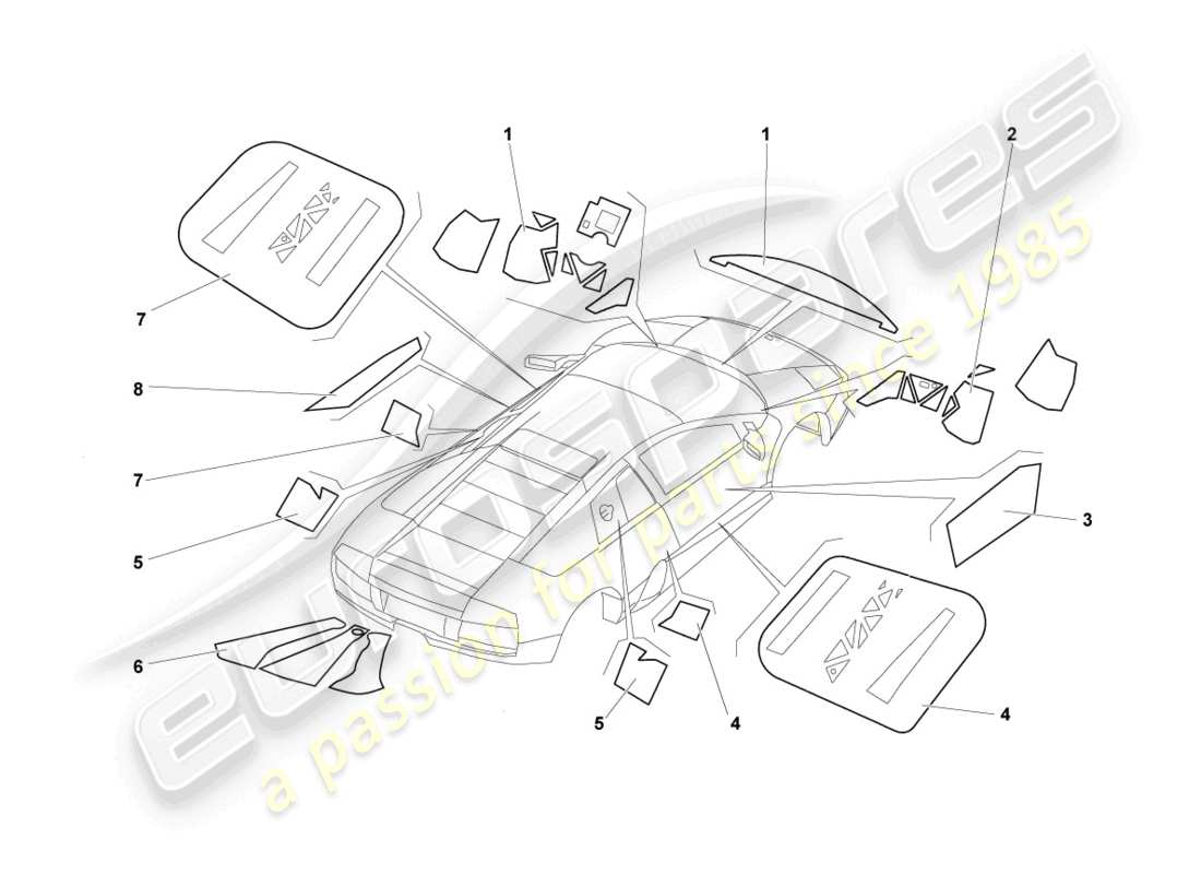 Lamborghini Reventon Roadster FLAME PROTECTION Part Diagram