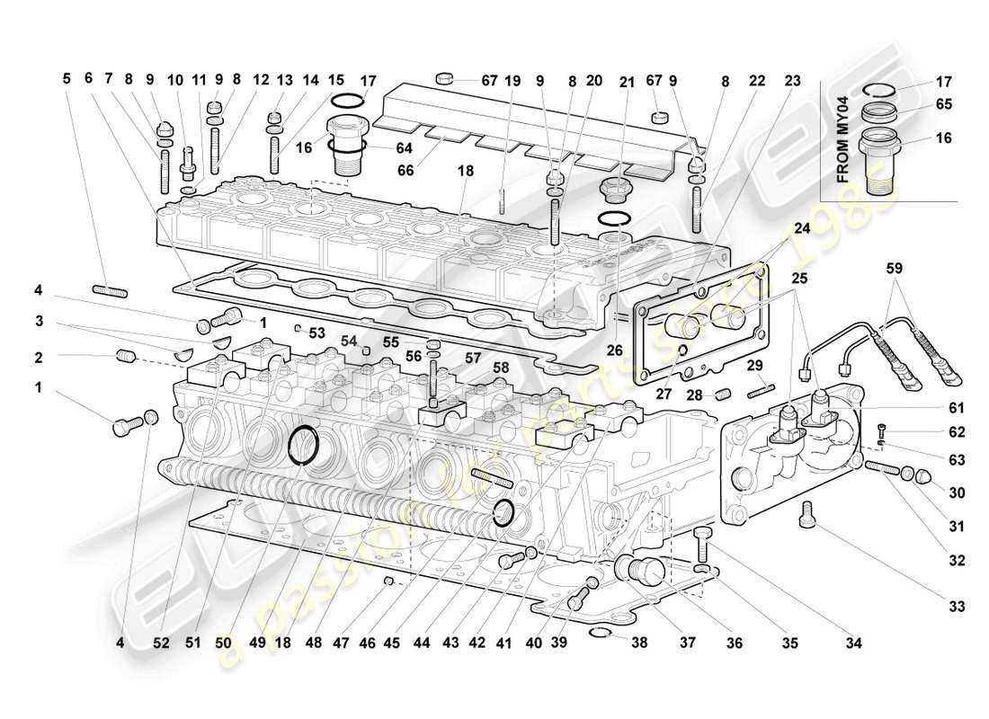 Lamborghini Murcielago Coupe (2002) CYLINDER HEAD LEFT Part Diagram