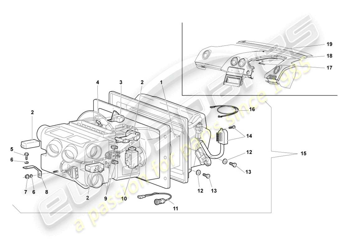 Lamborghini Murcielago Coupe (2002) AIR CONDITIONING RHD Part Diagram