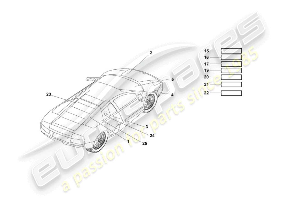 Lamborghini Murcielago Coupe (2002) type plates Part Diagram