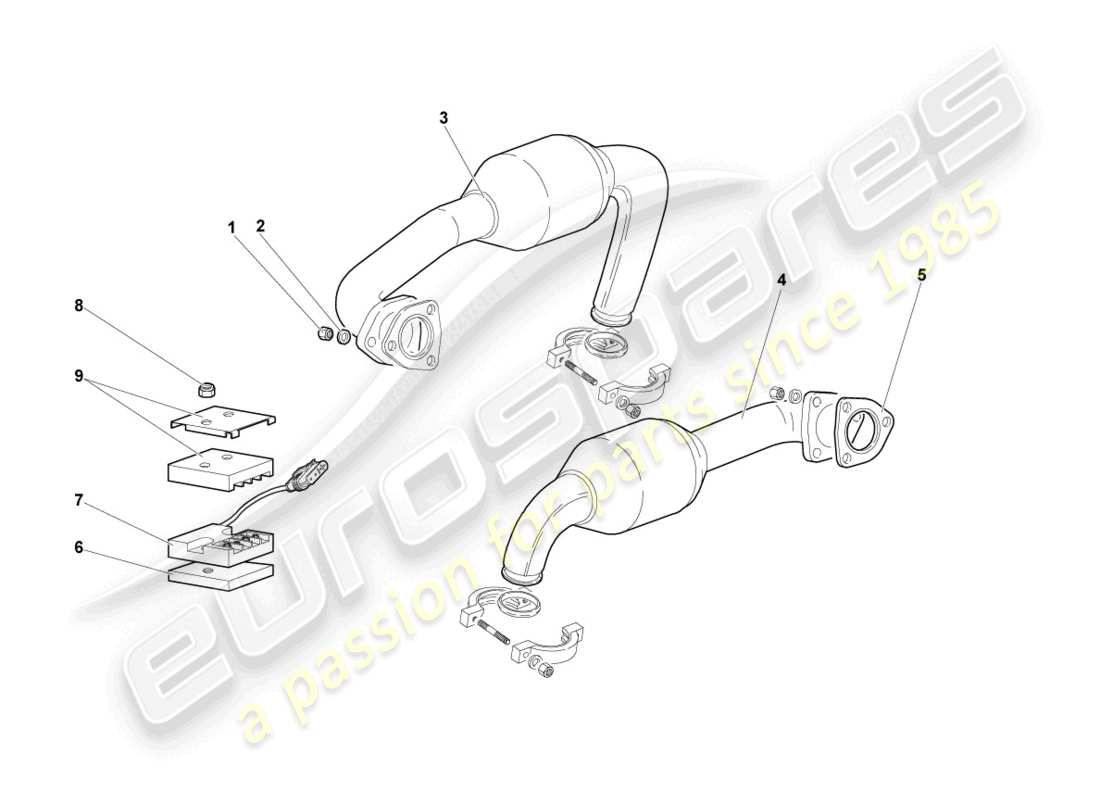 Lamborghini Murcielago Roadster (2005) Exhaust System Part Diagram