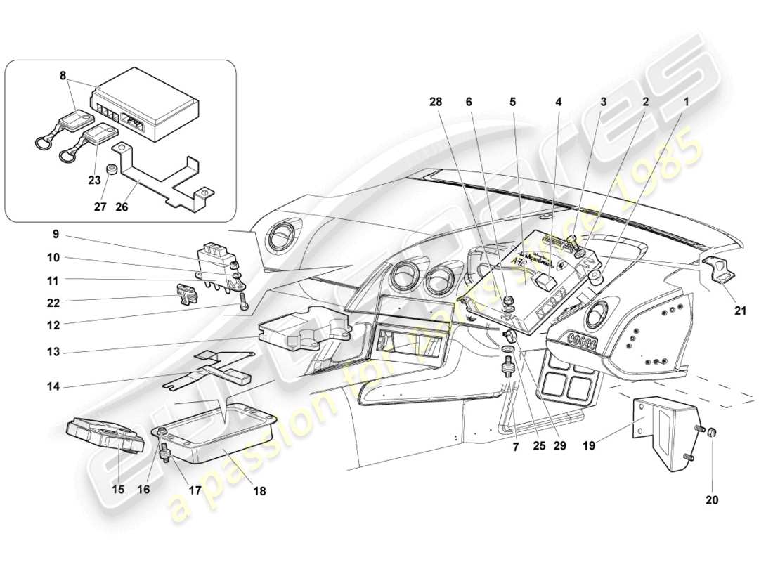 Lamborghini Murcielago Roadster (2005) CONTROL MODULES FOR ELECTRICAL SYSTEMS Part Diagram