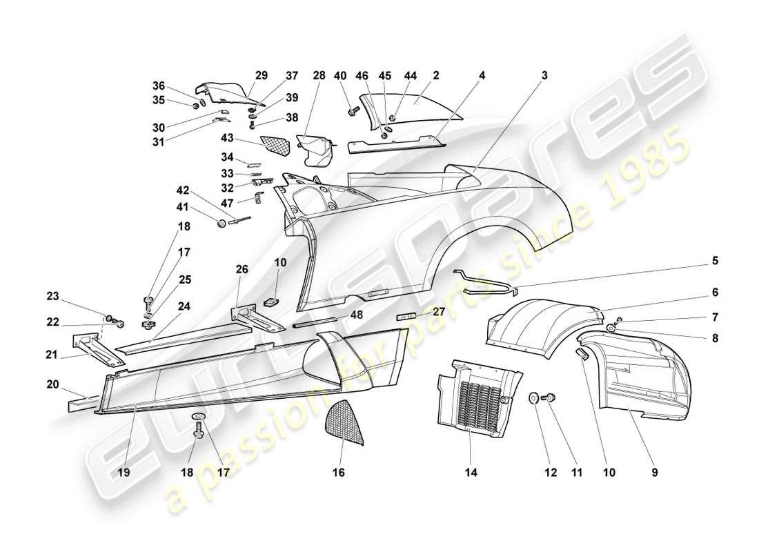 Lamborghini Murcielago Roadster (2005) SIDE MEMBER LEFT Part Diagram