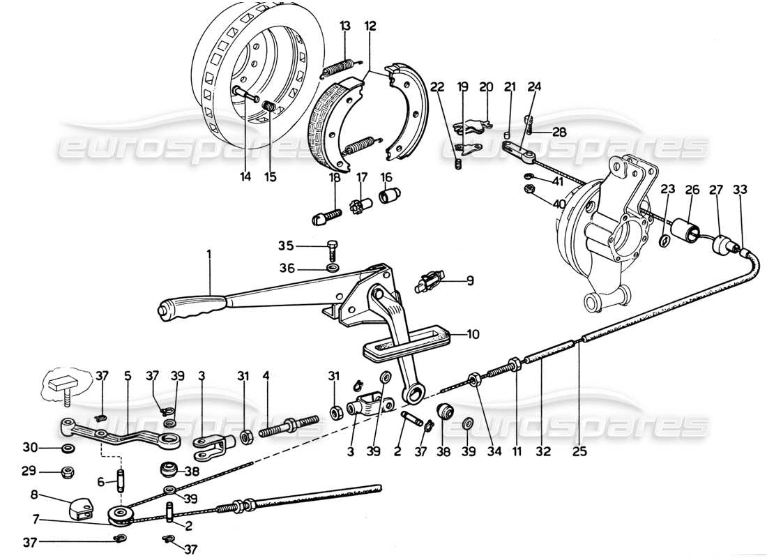 Ferrari 365 GTB4 Daytona (1969) Hand Brake Control Part Diagram