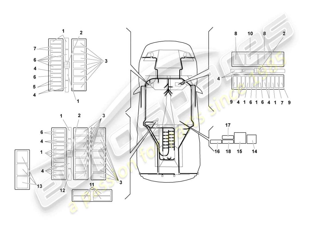 Lamborghini Murcielago Coupe (2003) CENTRAL ELECTRICS Part Diagram