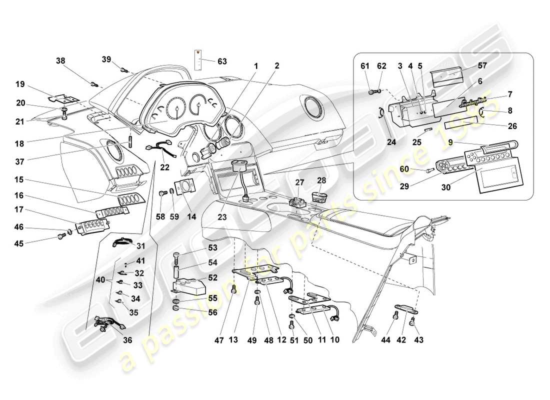 Lamborghini Murcielago Coupe (2004) DASHBOARD Part Diagram