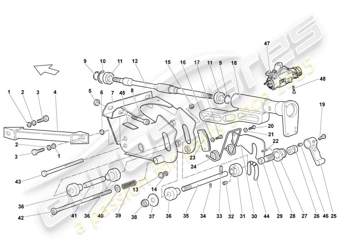 Lamborghini Murcielago Coupe (2005) Steering Column Part Diagram