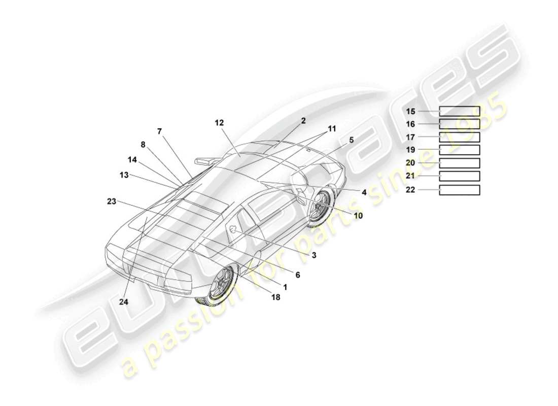 Lamborghini Murcielago Coupe (2005) type plates Part Diagram