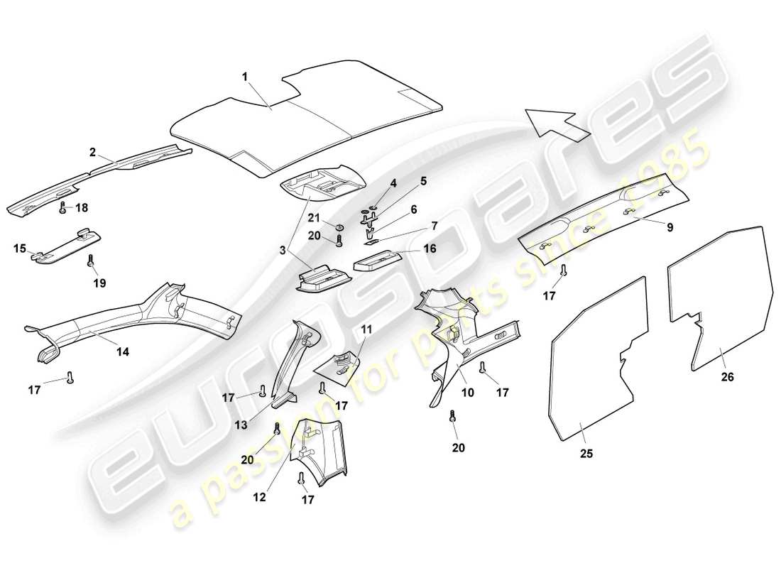 Lamborghini Murcielago Coupe (2006) SOUND ABSORBERS Part Diagram