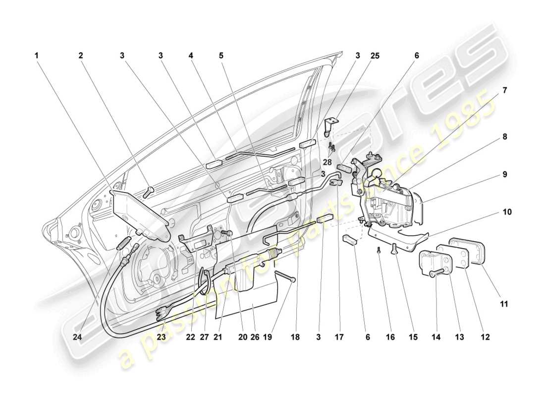 Lamborghini Murcielago Roadster (2006) DOOR LOCK Part Diagram