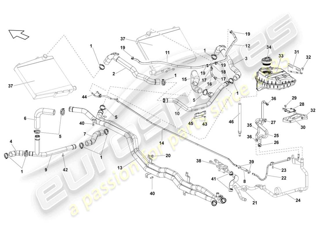 Lamborghini LP550-2 COUPE (2010) COOLANT COOLING SYSTEM Part Diagram