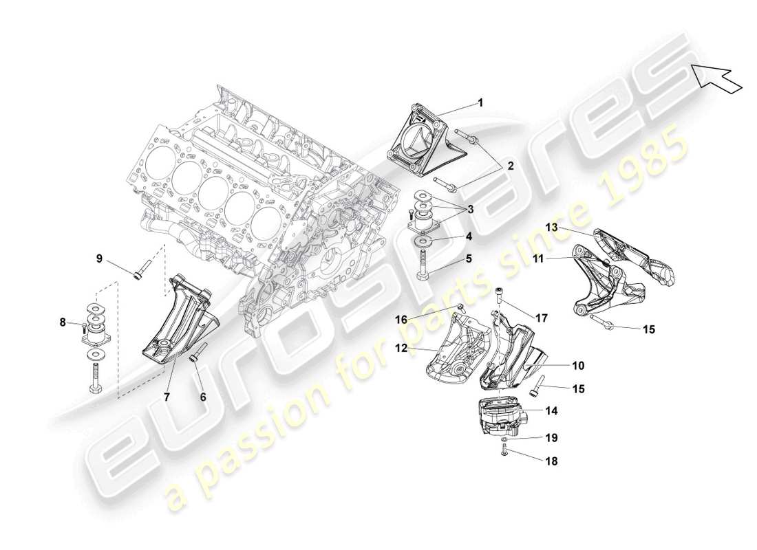 Lamborghini LP550-2 COUPE (2010) SECURING PARTS FOR ENGINE Part Diagram
