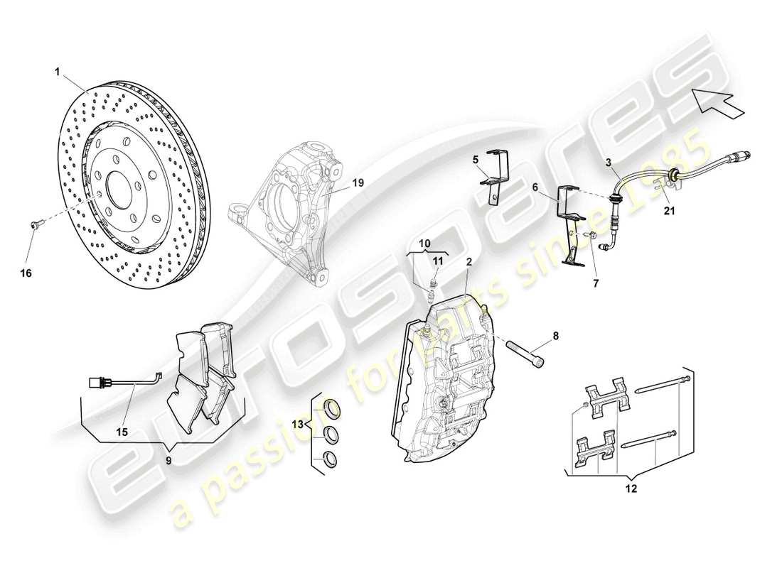 Lamborghini LP550-2 COUPE (2010) DISC BRAKE FRONT Part Diagram