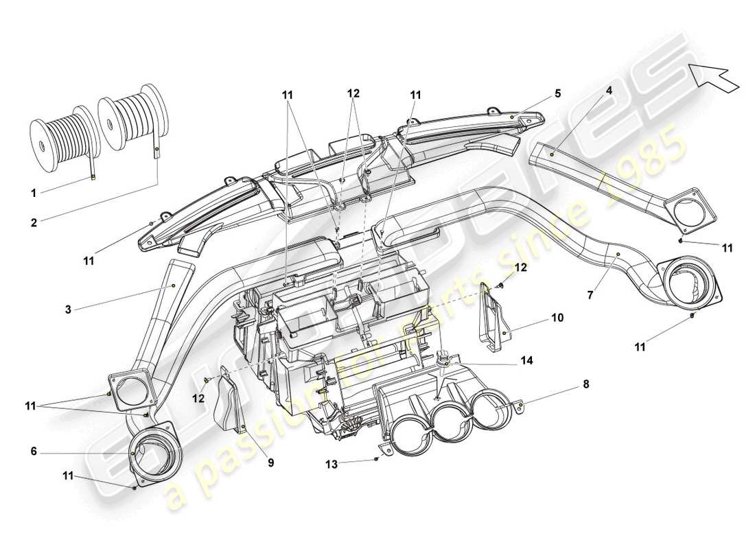 Lamborghini LP550-2 COUPE (2010) HEATING AND VENTILATION SYSTEM Part Diagram