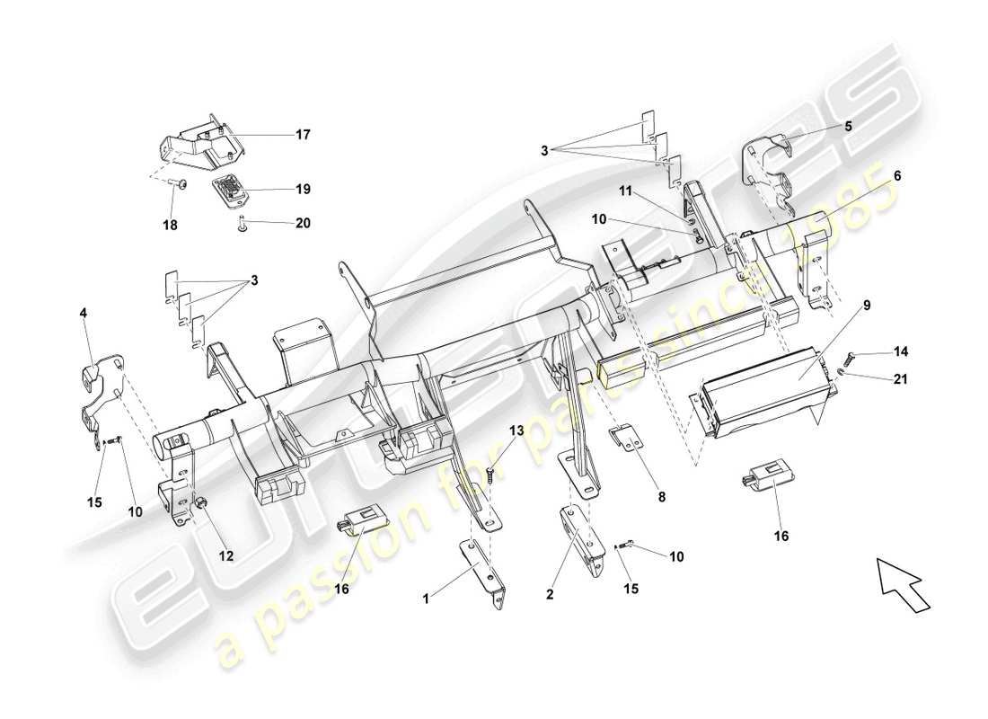 Lamborghini LP550-2 COUPE (2010) CROSS MEMBER FOR DASH PANEL Part Diagram