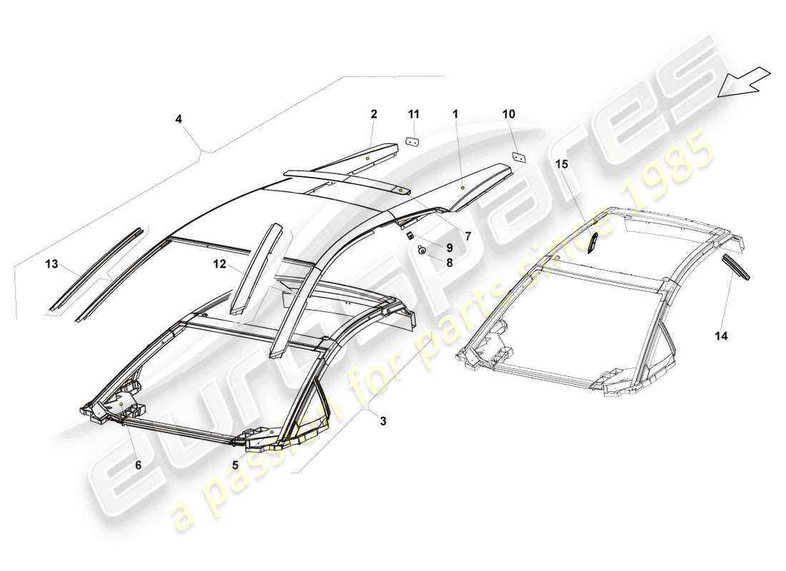 Lamborghini LP550-2 COUPE (2012) ROOF Part Diagram