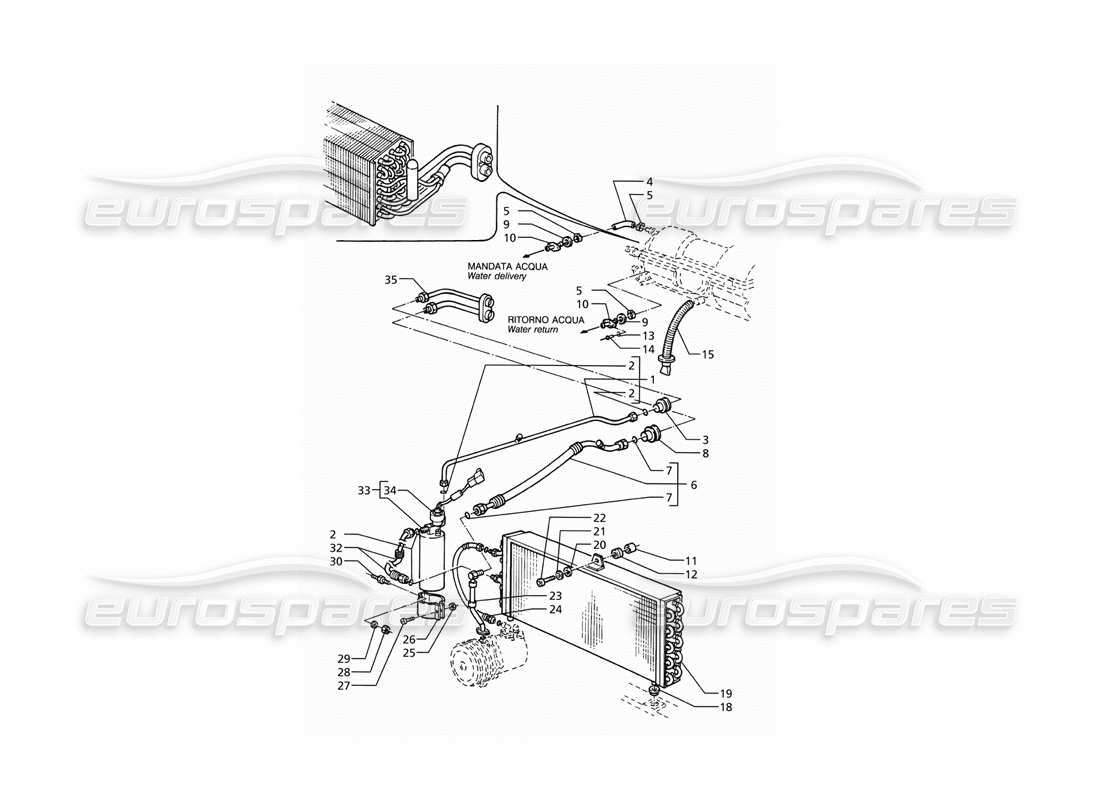 Maserati Ghibli 2.8 (ABS) Air Conditioning System (LH Drive) With R134A Gas Part Diagram