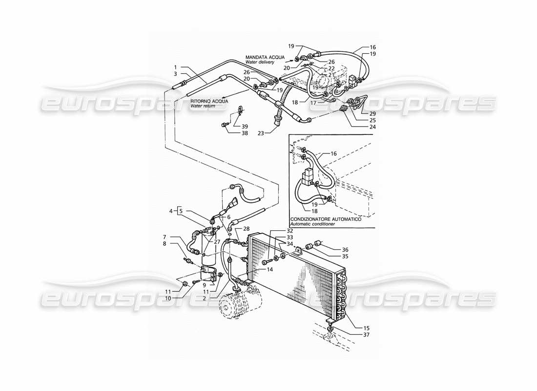 Maserati Ghibli 2.8 (ABS) Air Conditioning System (RH Drive) With R134A Gas Part Diagram