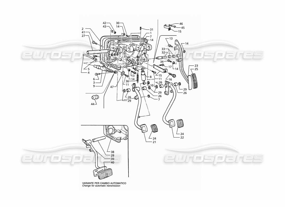 Maserati Ghibli 2.8 (ABS) Pedal Assy and clutch Pump for LH Drive (Manual and Autom. Transmission) Part Diagram