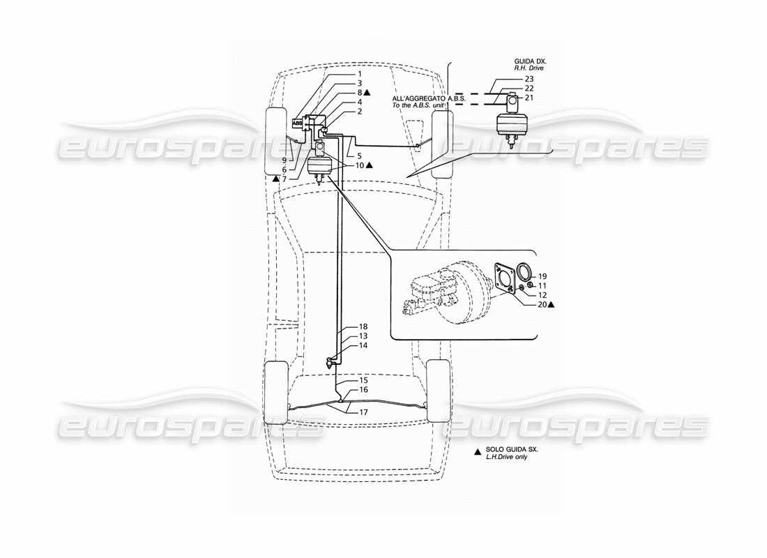Maserati Ghibli 2.8 (ABS) ABS Hydraulic Brake Lines Part Diagram