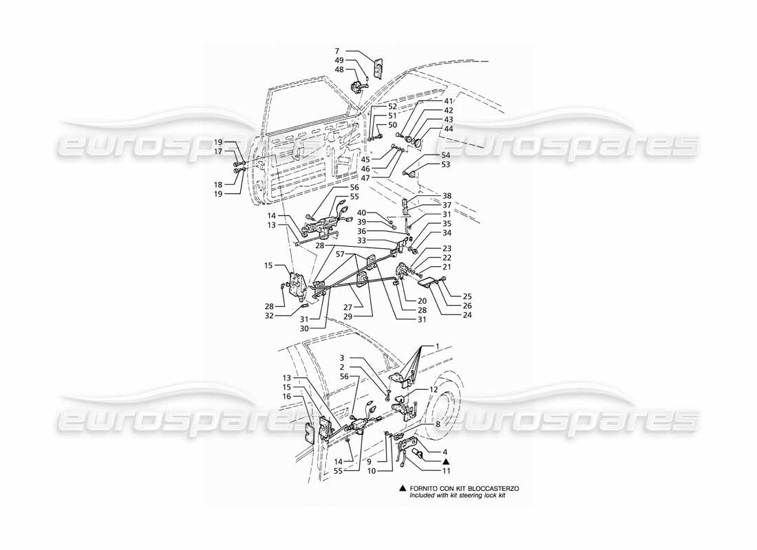 Maserati Ghibli 2.8 (ABS) Doors: Hinges and Inner Controls Part Diagram