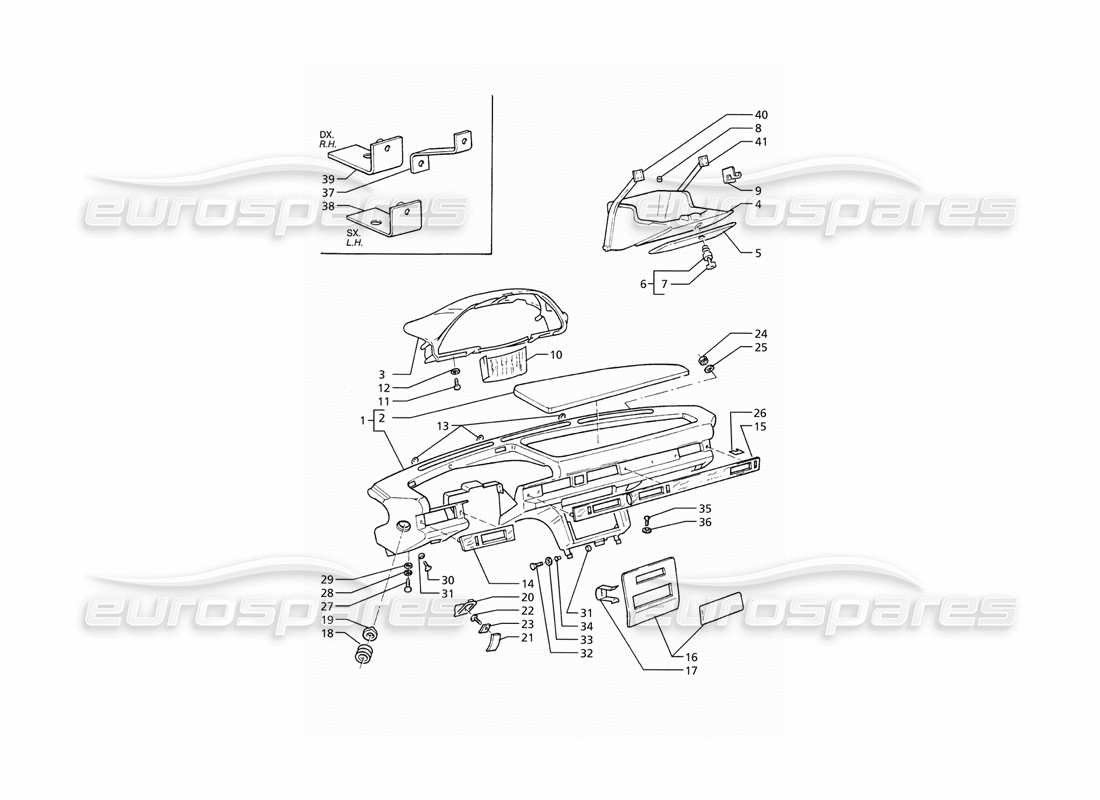 Maserati Ghibli 2.8 (ABS) Instrument Panel (LH Drive) Part Diagram
