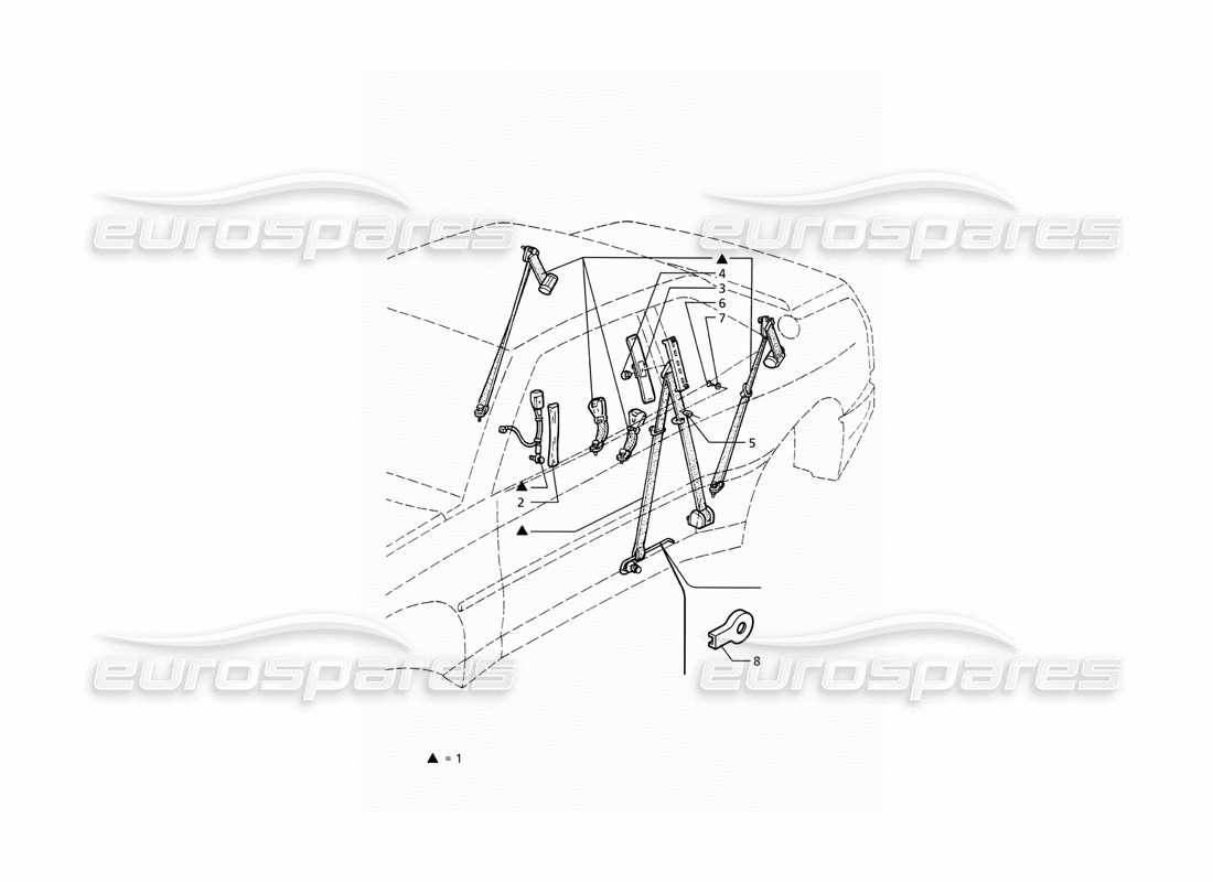 Maserati Ghibli 2.8 (ABS) Seat Belts Part Diagram