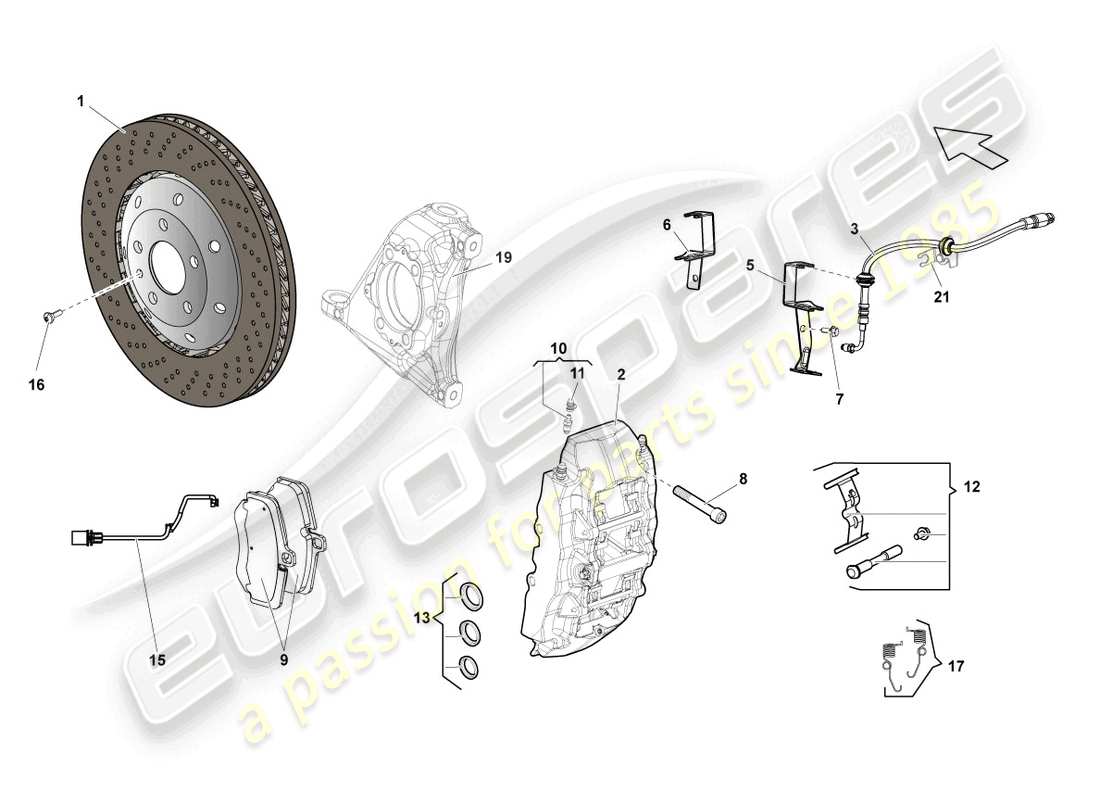 Lamborghini LP550-2 COUPE (2014) DISC BRAKE FRONT Part Diagram