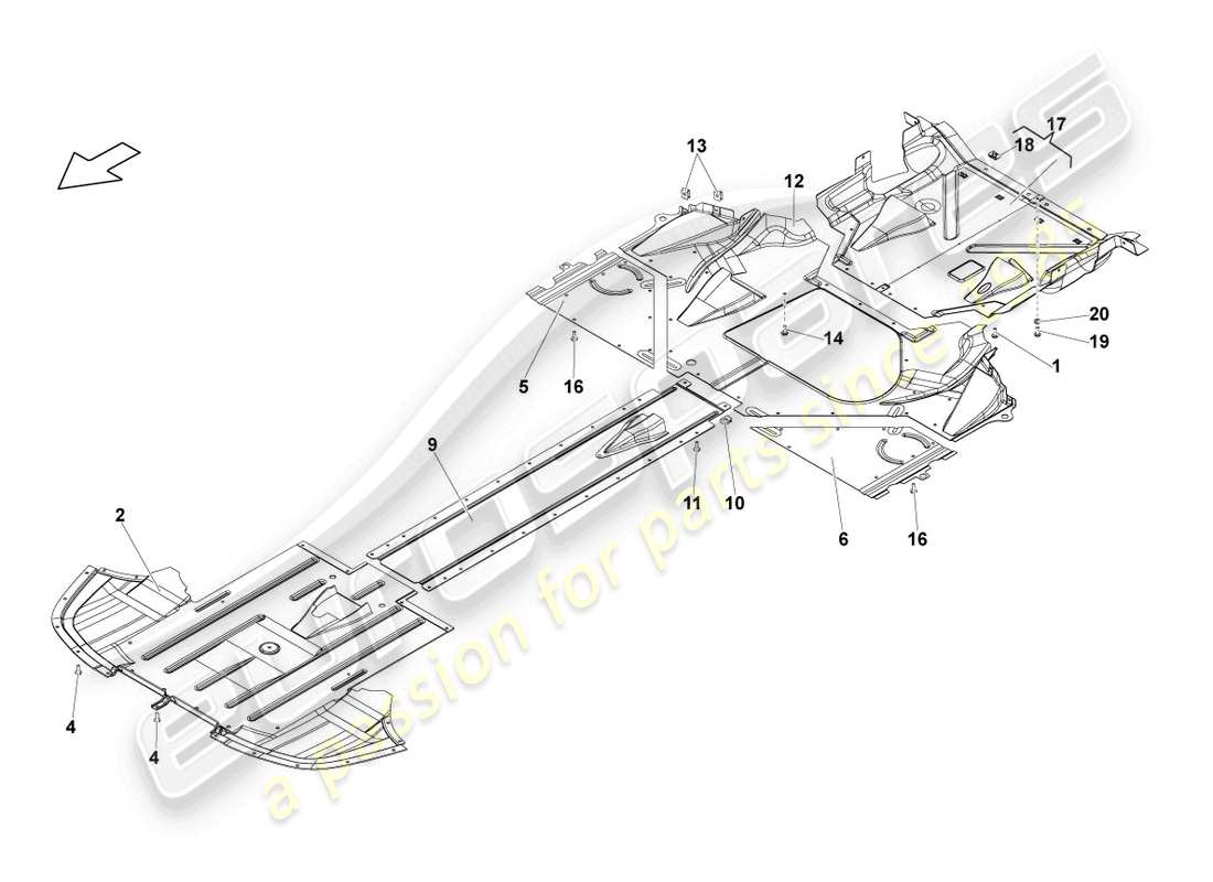 Lamborghini LP550-2 COUPE (2014) UNDERBODY TRIM Part Diagram