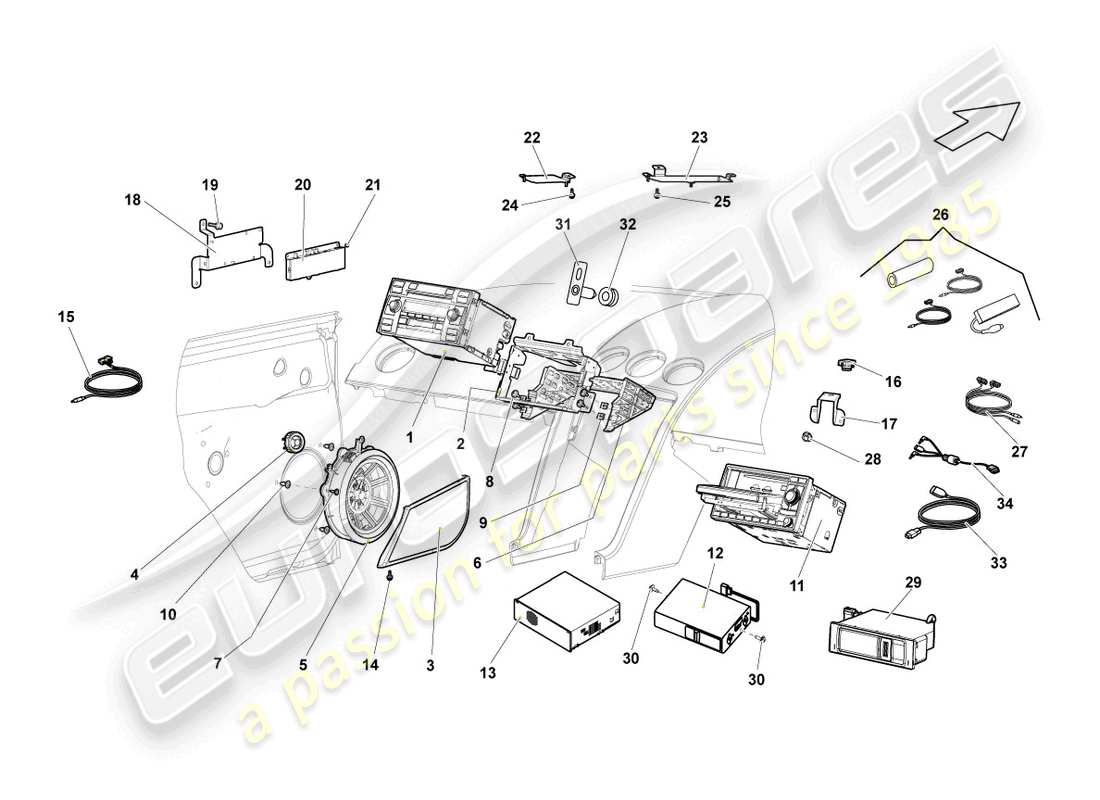 Lamborghini LP550-2 COUPE (2014) CONTROL UNIT FOR INFOR- MATION ELECTRONICS Part Diagram
