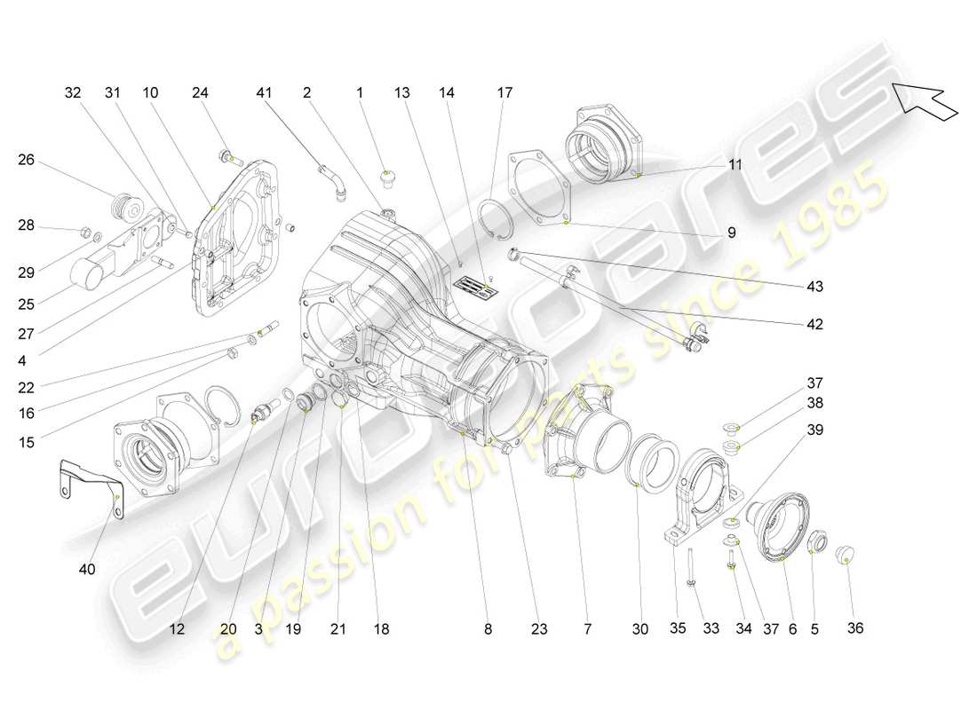 Lamborghini Superleggera (2008) front axle differential Part Diagram