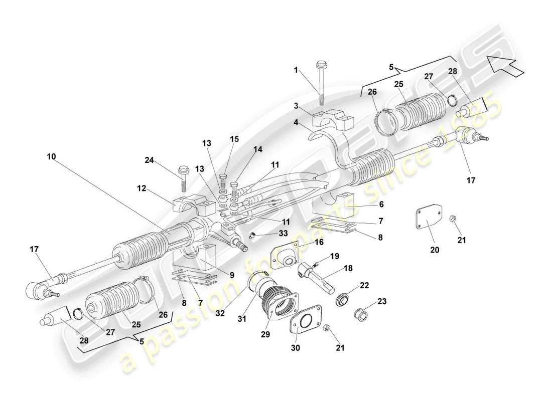 Lamborghini Superleggera (2008) STEERING GEAR Part Diagram