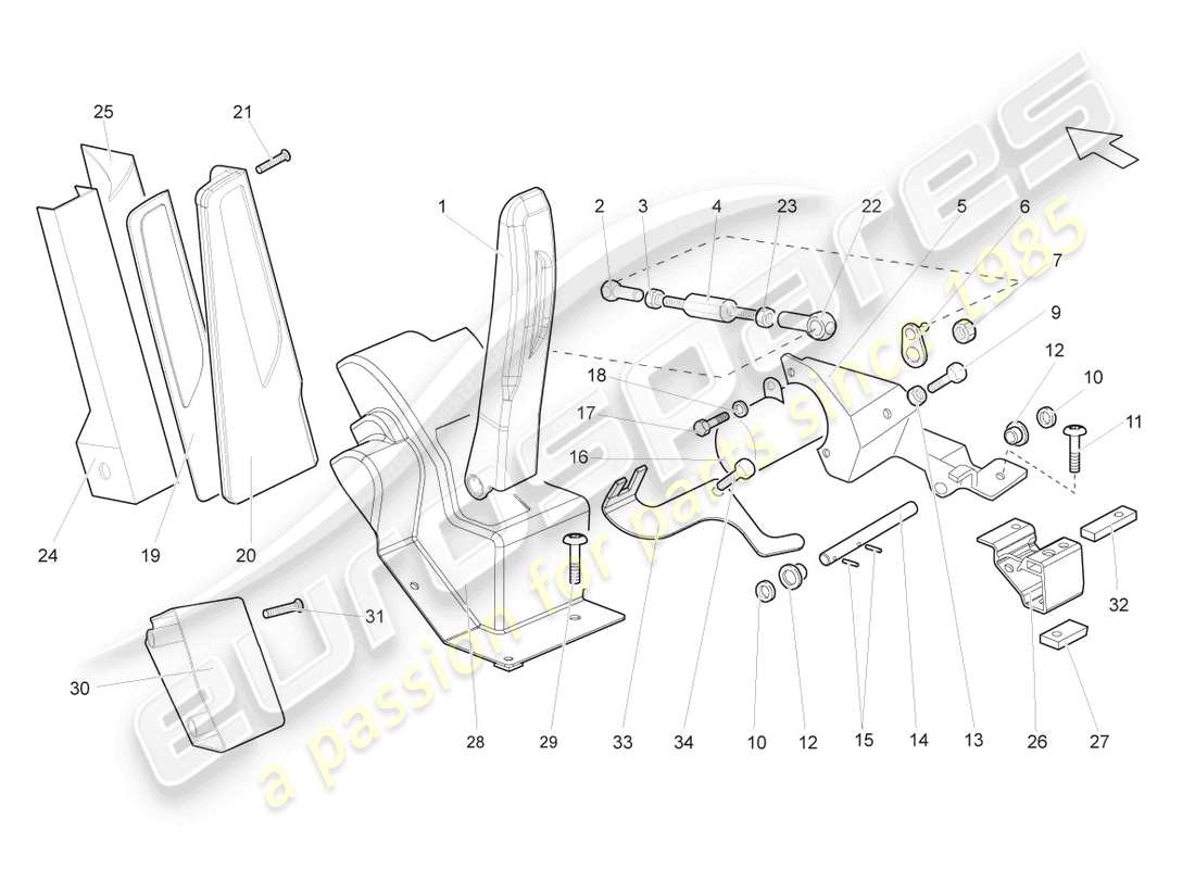 Lamborghini Superleggera (2008) Accelerator Pedal Part Diagram