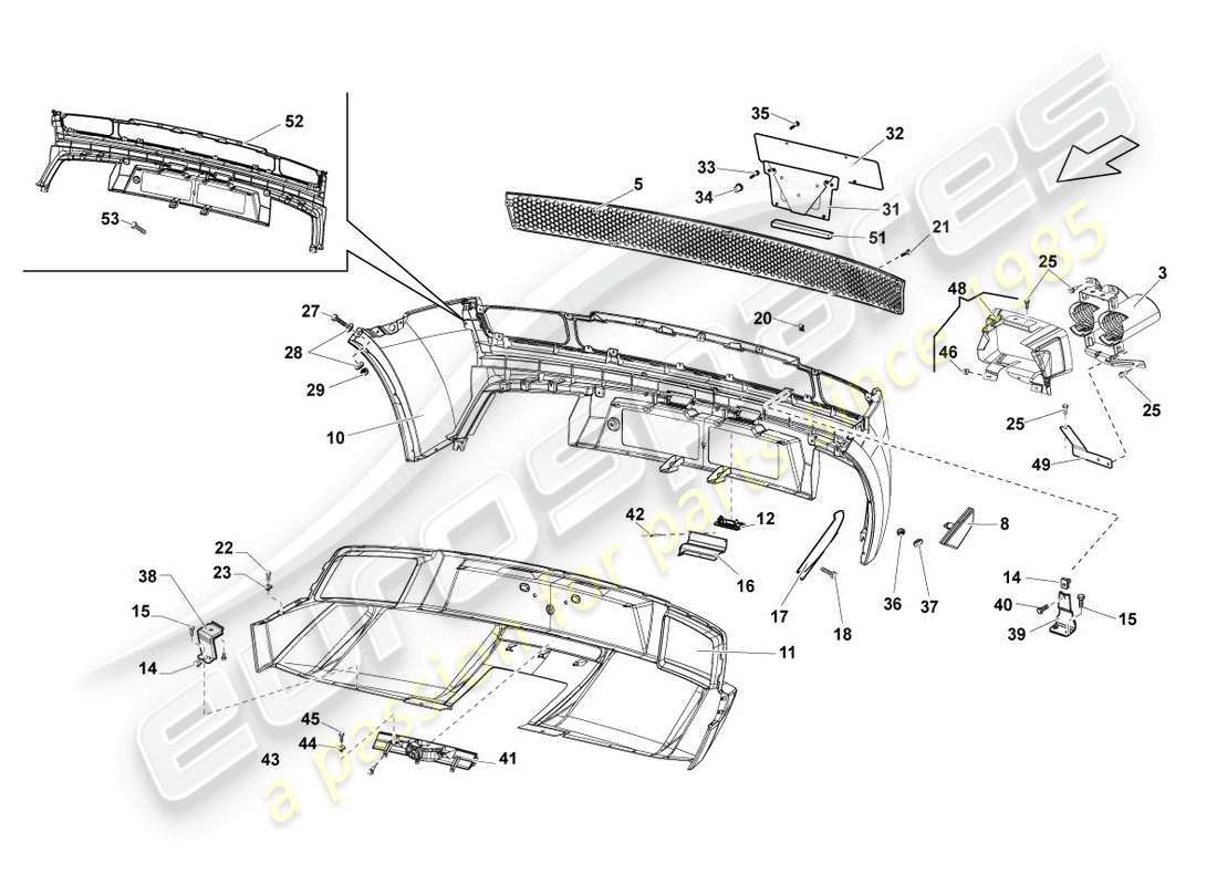Lamborghini LP550-2 SPYDER (2010) BUMPER REAR Part Diagram