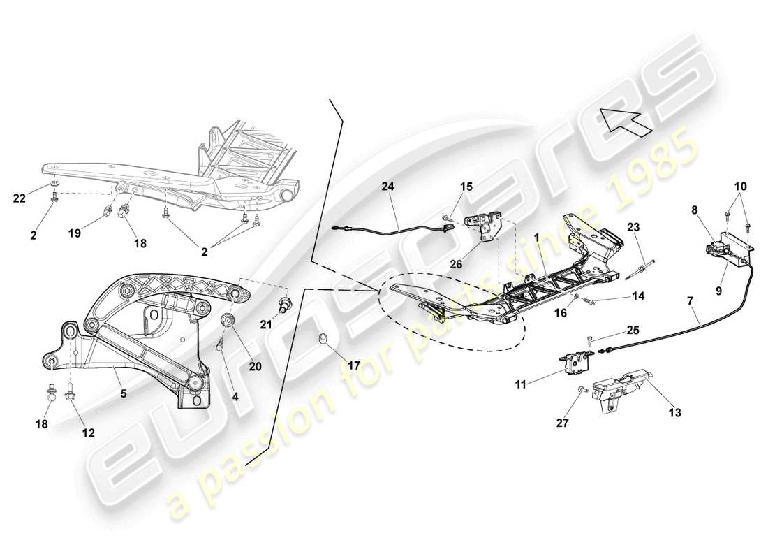 Lamborghini LP550-2 SPYDER (2010) LOCK CARRIER Part Diagram