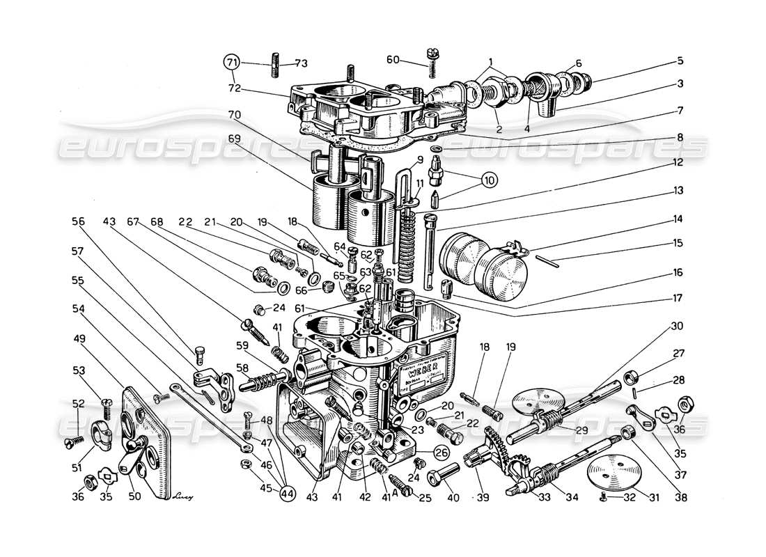 Ferrari 275 GTB/GTS 2 cam Carburettors Weber 40 DCZ-6 Part Diagram