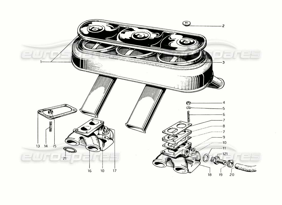Ferrari 275 GTB/GTS 2 cam inlet manifolds Part Diagram