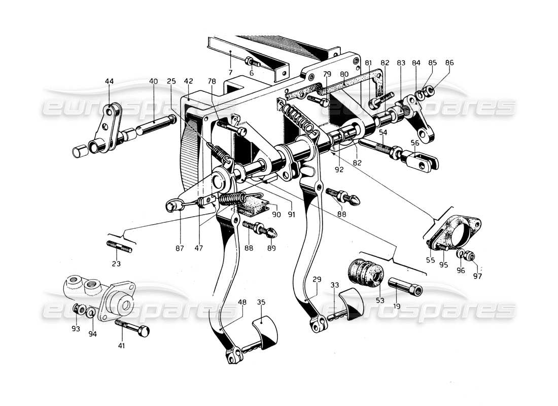 Ferrari 275 GTB/GTS 2 cam Pedal Box - Left Hand Drive models Part Diagram