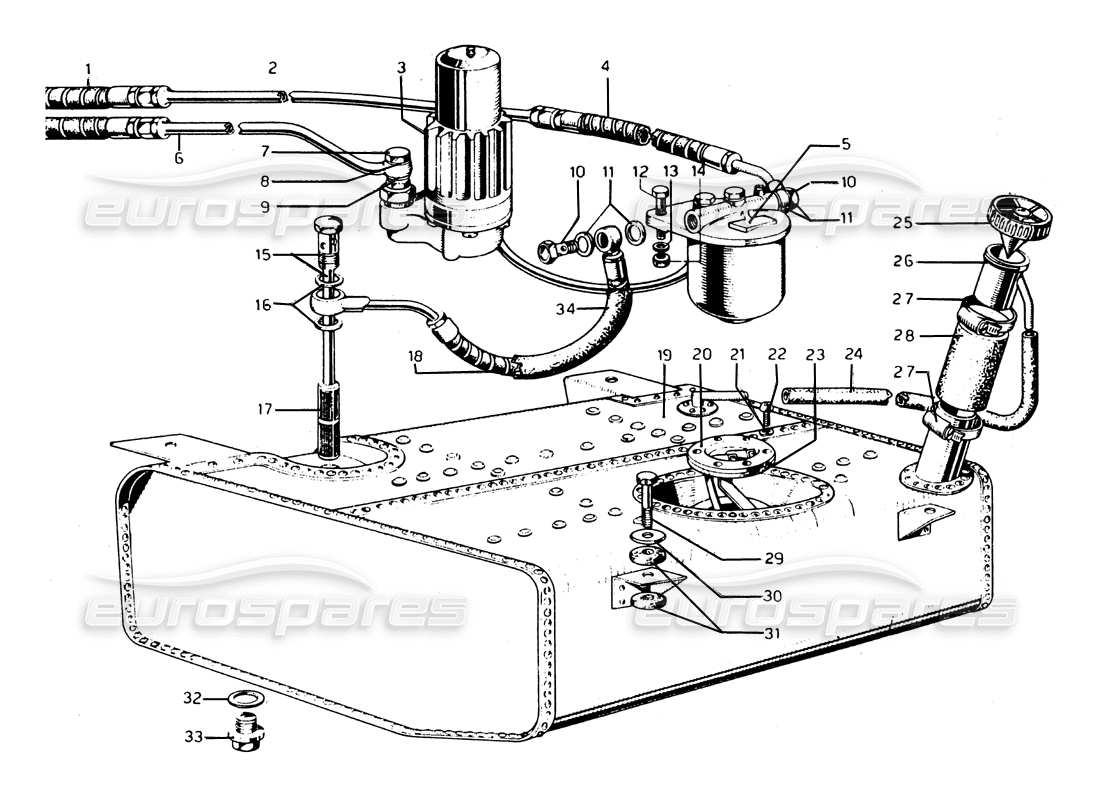 Ferrari 275 GTB/GTS 2 cam FUEL TANK Part Diagram