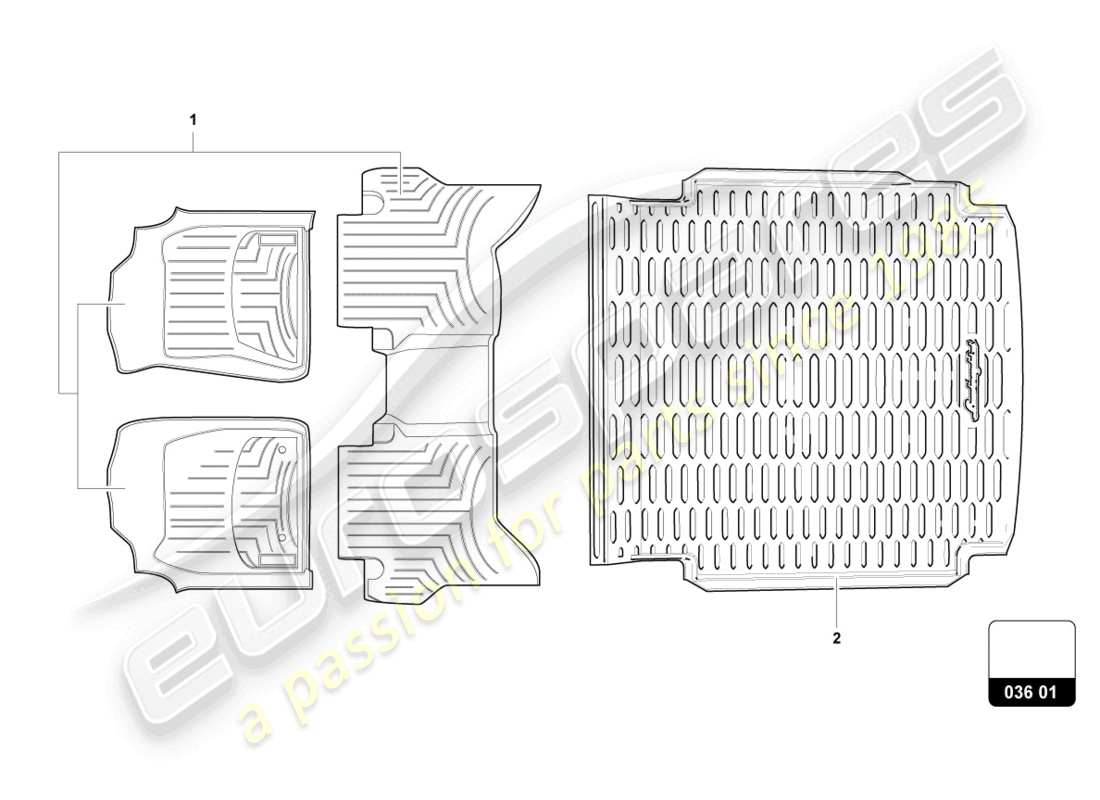 Lamborghini Urus Performante (Accessories) 1 SET FLOOR COVERING (CARPET) Part Diagram