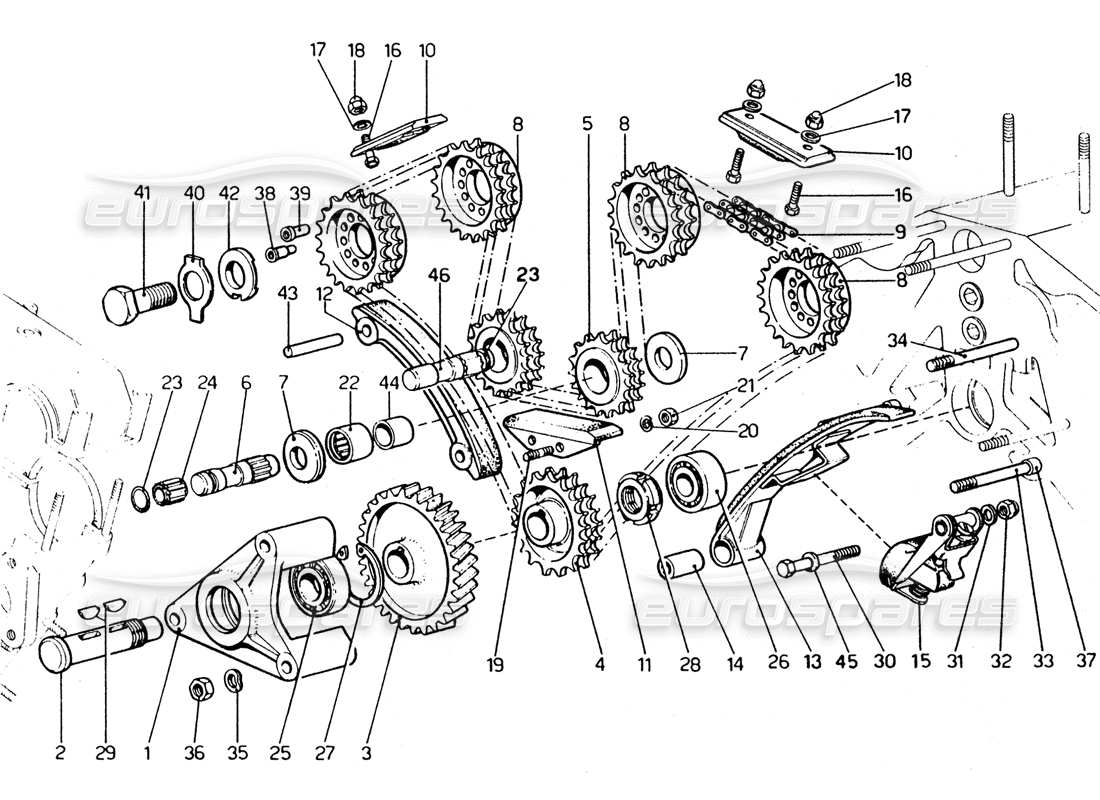 Ferrari 365 GTC4 (Mechanical) Timing chains Part Diagram