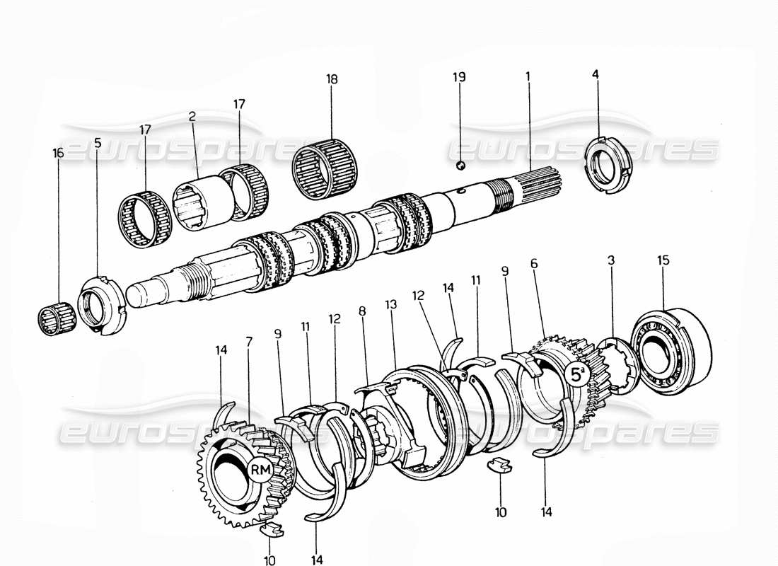 Ferrari 365 GTC4 (Mechanical) Gears Second shaft Part Diagram