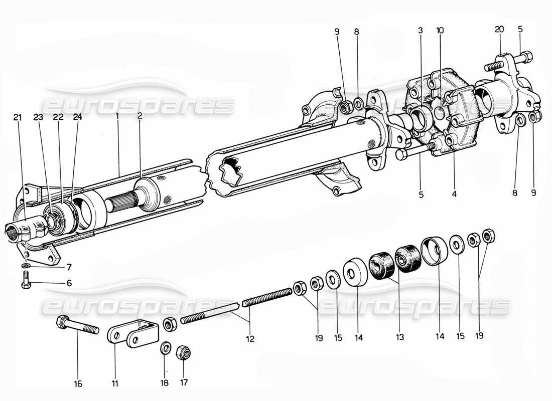 Ferrari 365 GTC4 (Mechanical) Torque tube - Revision Part Diagram