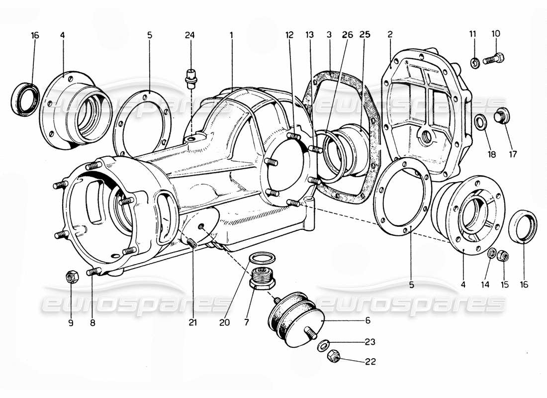Ferrari 365 GTC4 (Mechanical) SCATOLA DIFFERENZIALE Part Diagram