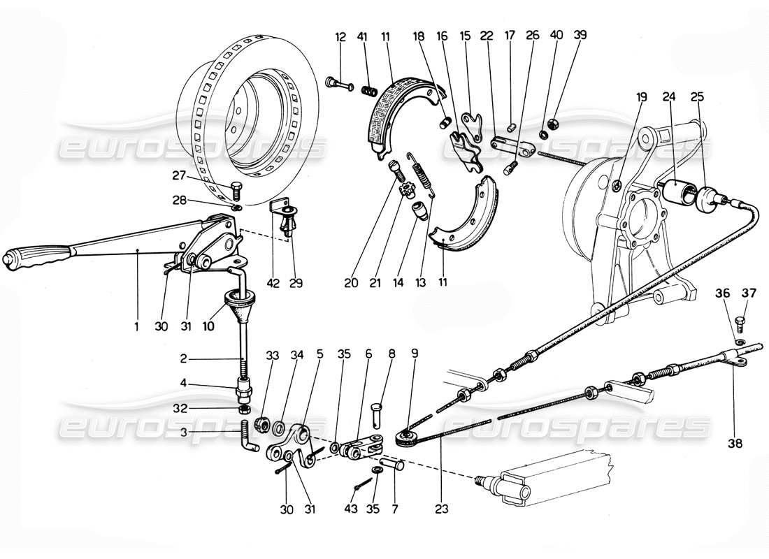 Ferrari 365 GTC4 (Mechanical) Hand brake Part Diagram