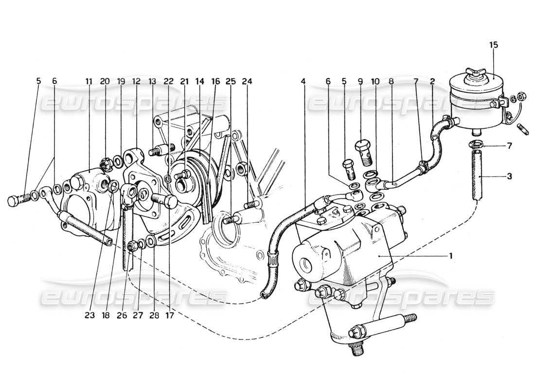 Ferrari 365 GTC4 (Mechanical) Steering box & pump Part Diagram