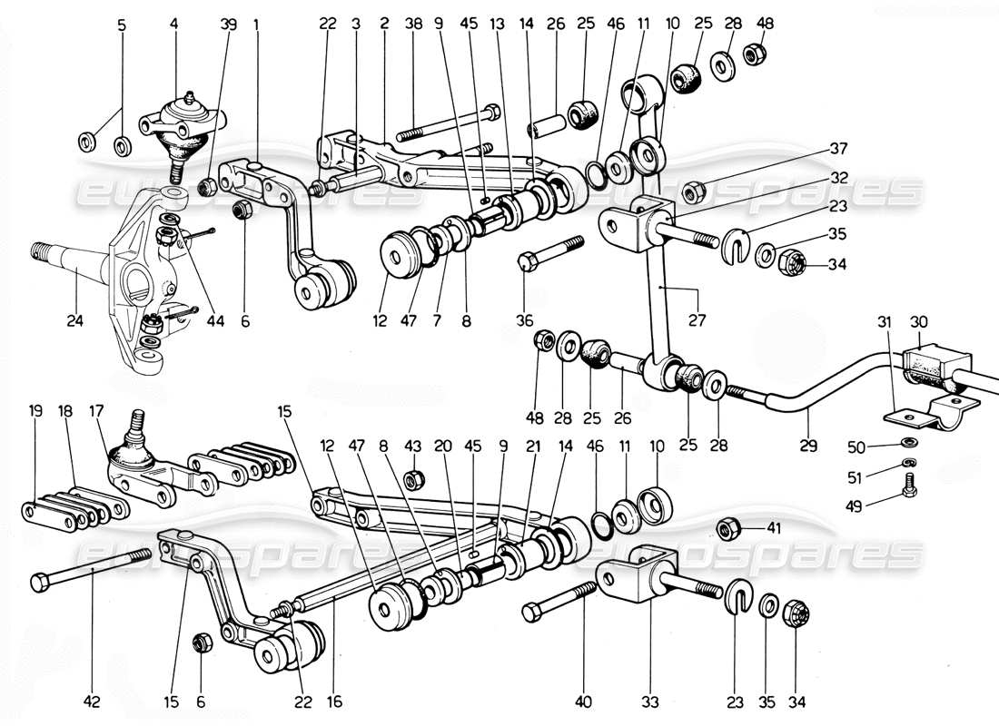 Ferrari 365 GTC4 (Mechanical) Front suspension arms - Revision Part Diagram