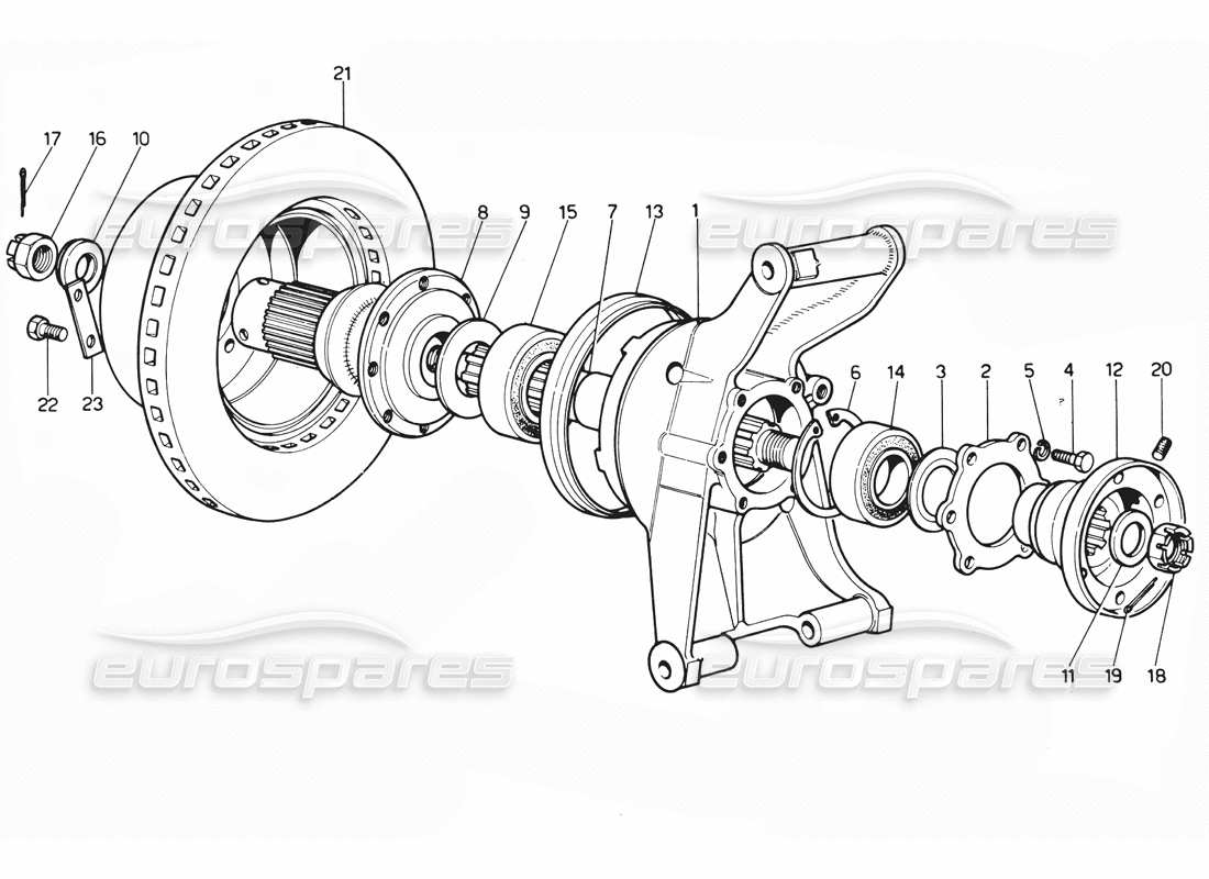 Ferrari 365 GTC4 (Mechanical) Rear suspension & brake disc Part Diagram