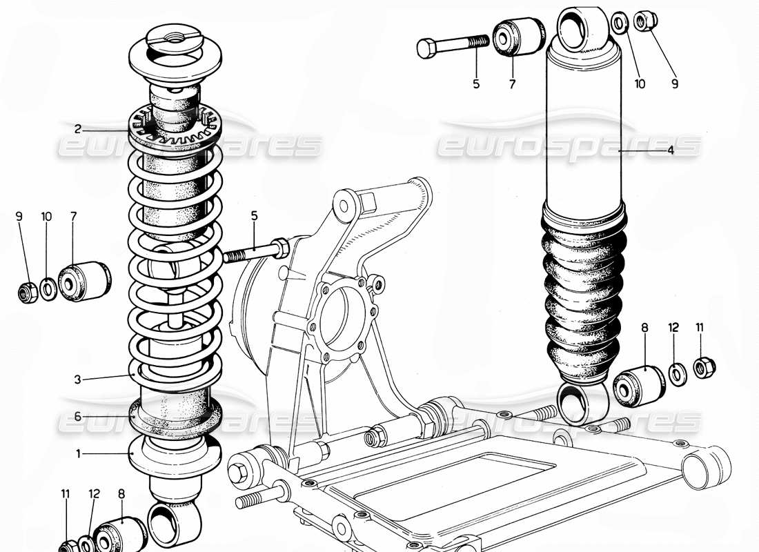 Ferrari 365 GTC4 (Mechanical) Rear Shock Absorbers Part Diagram